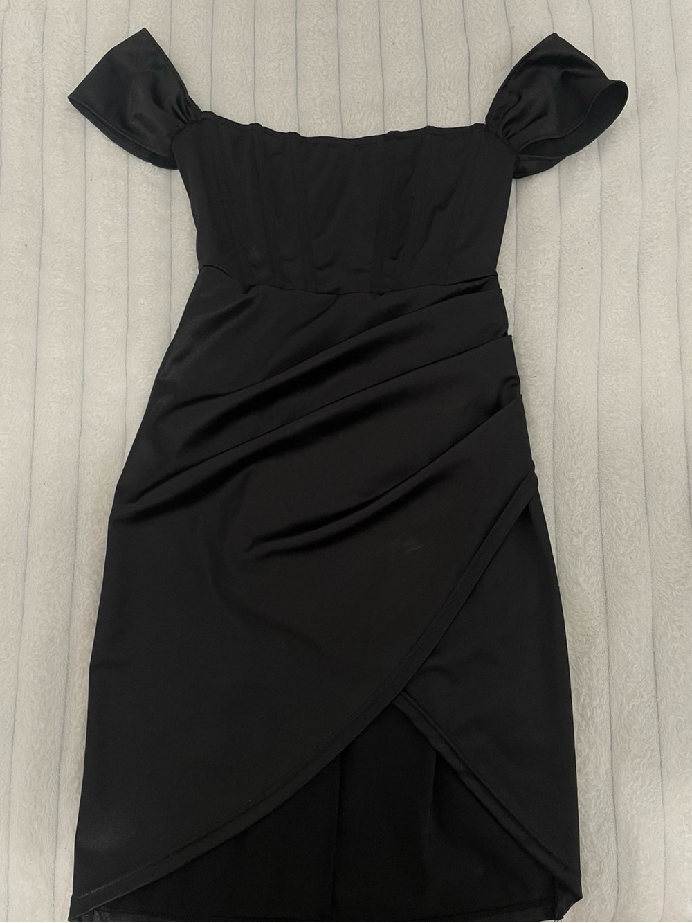 SHEIN - Black Off Shoulder Satin Mini Corset Dress